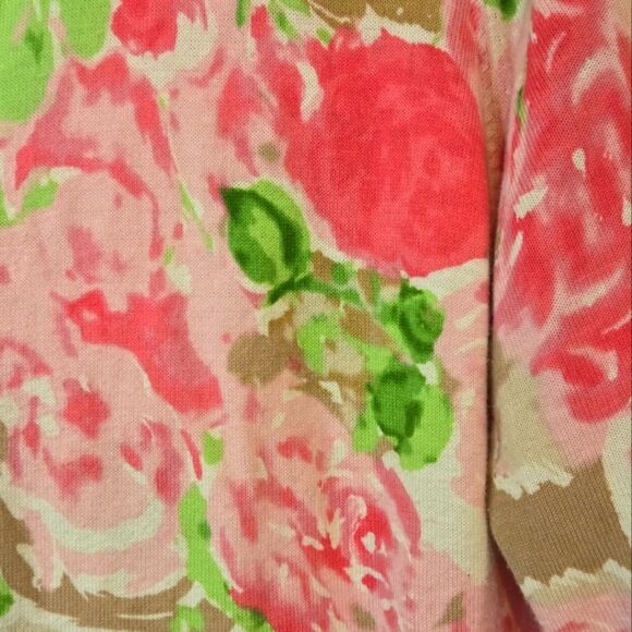 Talbots Women's Floral Cardigan Pink and Green Granny Core/Floral Core Size XLP - Picture 5 of 10